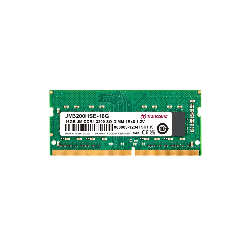 Transcend JetRam 16GB DDR4 RAM 3200MHz Unbuffered SO-DIMM 1Rx8 CL22 1.2V, JM3200HSE-16G