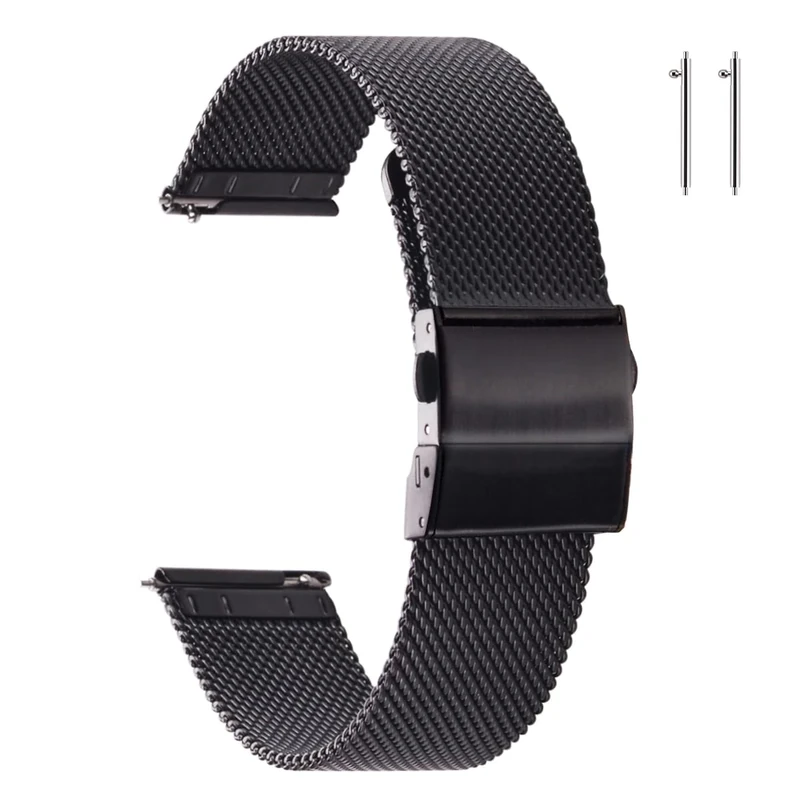 EACHE Stainless Steel Mesh Watch Band for Men Women, Quick Release Mesh Watch Straps 12mm 14mm 16mm 18mm 20mm 22mm, 18mm, stainless steel