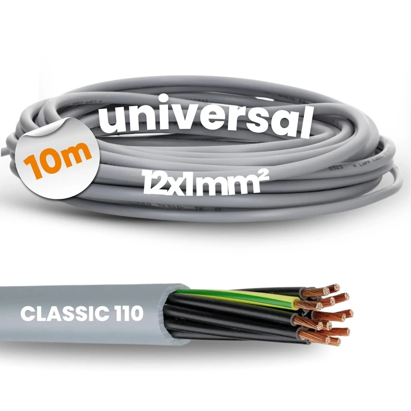 Lapp 1119212 Ölflex Classic 110 PVC Control Cable 12 x 1 mm² with Green/Yellow Protective Conductor 12G 1.0 mm² I Control Cable 12 Core I Cable 12 Core 10 m