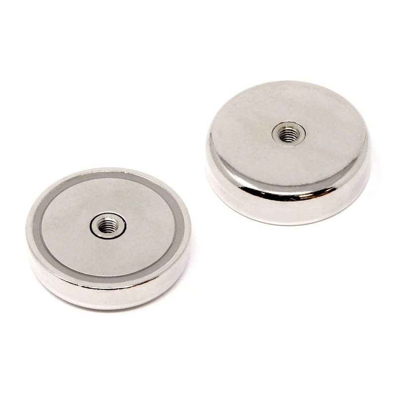 N42 Neodymium Pot Magnet with M8 Internal Thread for Holding, Hanging and Displaying Items - 60mm dia - 139kg Pull - Pack of 1