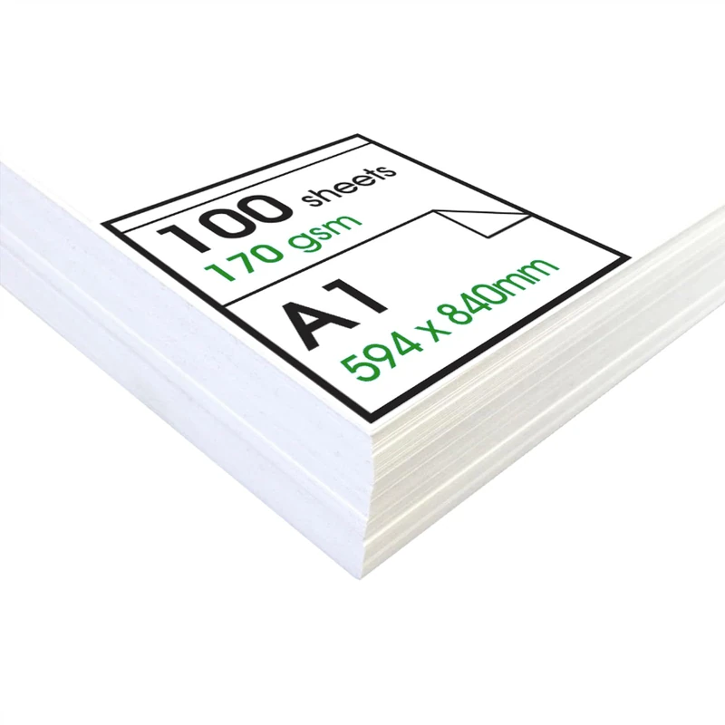 Artway Enviro – Recycled A1 Cartridge Paper for Drawing - Ideal for Dry Art Applications - 170gsm – A1 (100 Sheets), White