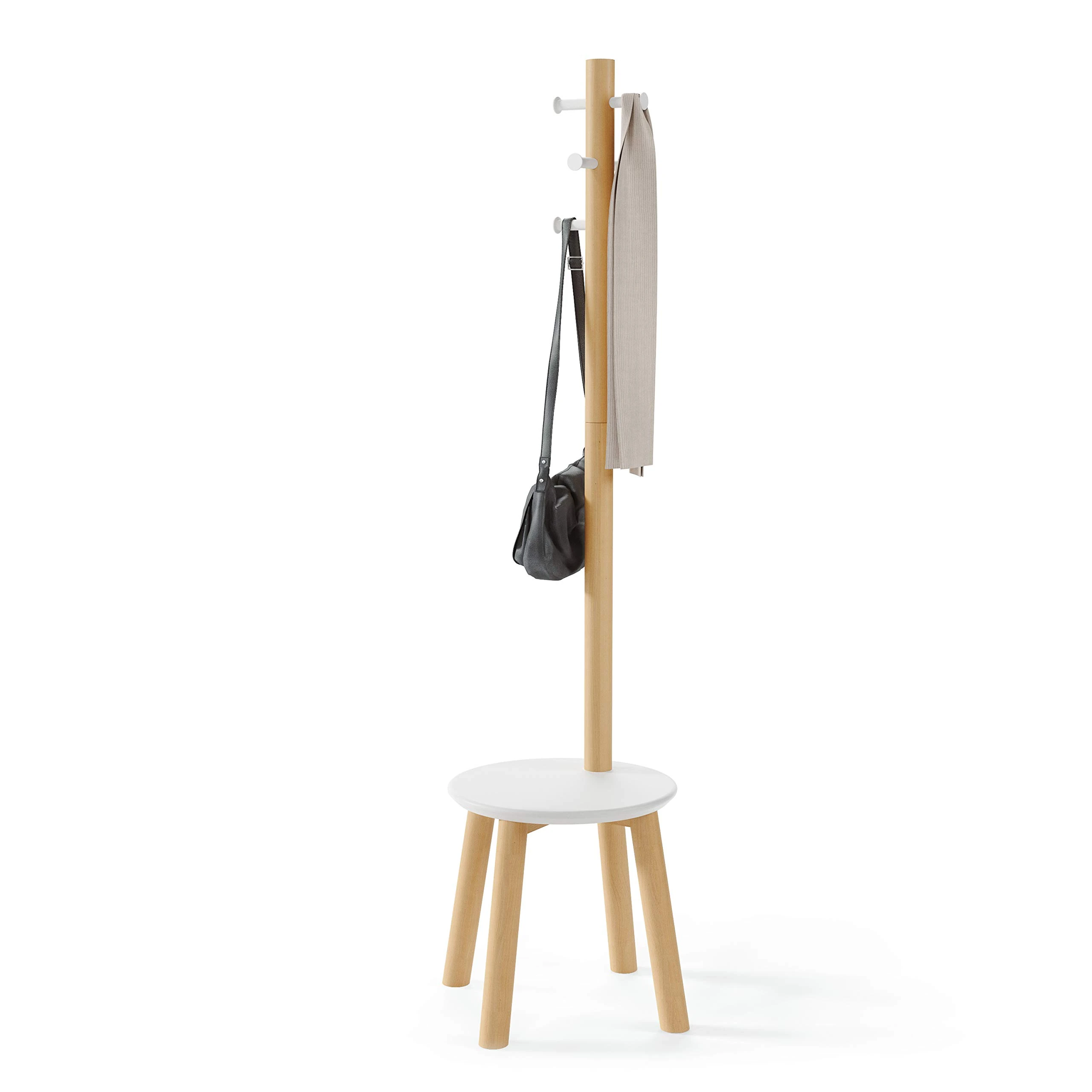 Umbra Pillar Stool and Coatrack, white