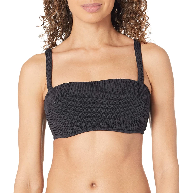 Seafolly Women's DD Cup Bandeau Top Swimsuit with Straps Bikini, Sea Dive Black, 8 UK