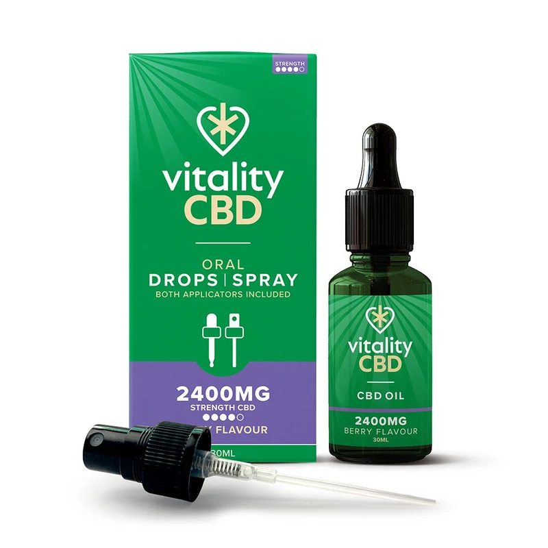 Vitality CBD Drops, Spray in MCT Oil 2400 mg, Berry, 30 ml, NO THC