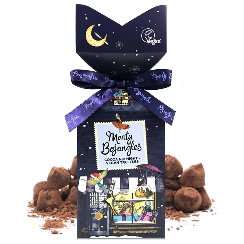 Monty Bojangles Vegan Cocoa Dusted Truffles Cocoa Nibs Nights Gift | Truffles in Gift Box, 130g