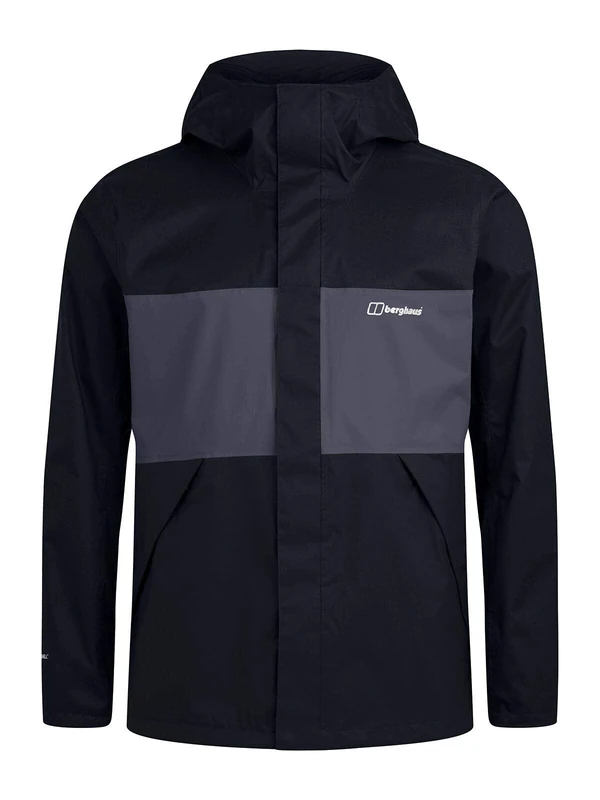 Berghaus Glennon Shell Waterproof Jacket - Jet Black/Grey Pinstripe, Small