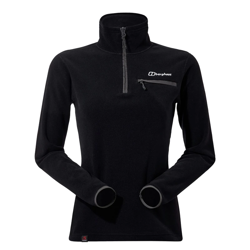 Berghaus Women's Prism 2.0 Micro Half Zip Polartec Fleece | Added Warmth | Flattering Style | Durable, Black/Black, 14