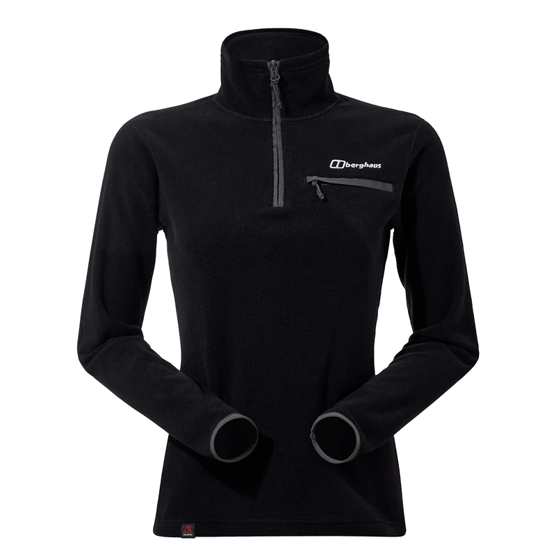 Berghaus Women's Prism 2.0 Micro Half Zip Polartec Fleece | Added Warmth | Flattering Style | Durable, Black/Black, 8