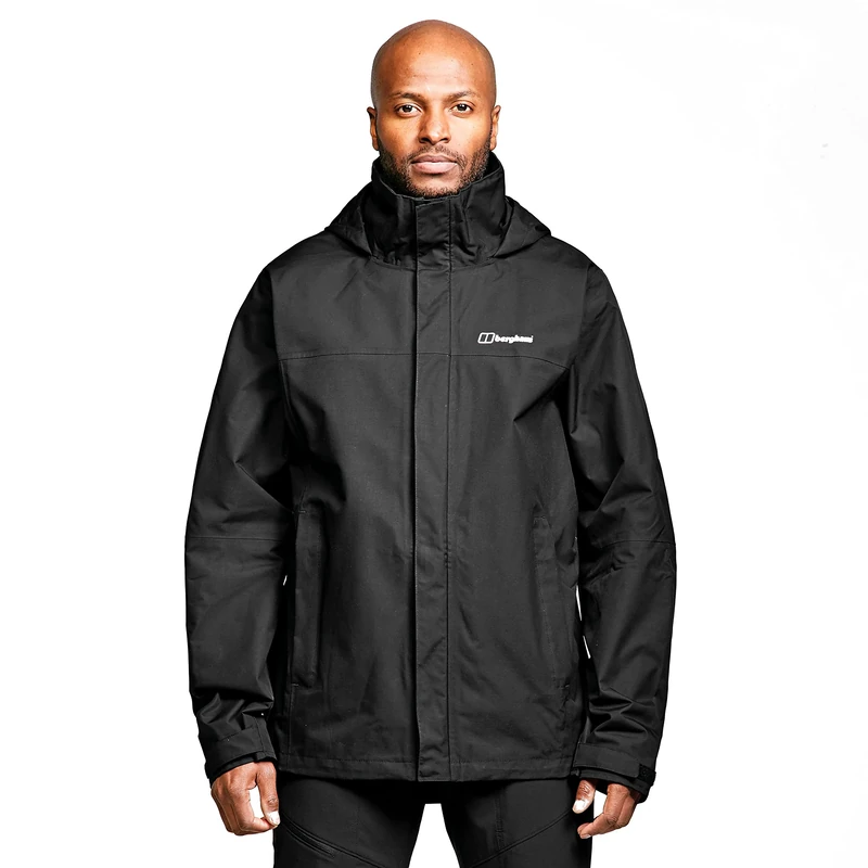 Berghaus Men's Rg Alpha 2.0 Waterproof Shell Jacket | Extra Breathable | Lightweight Coat | Durable, Black/Black, XS