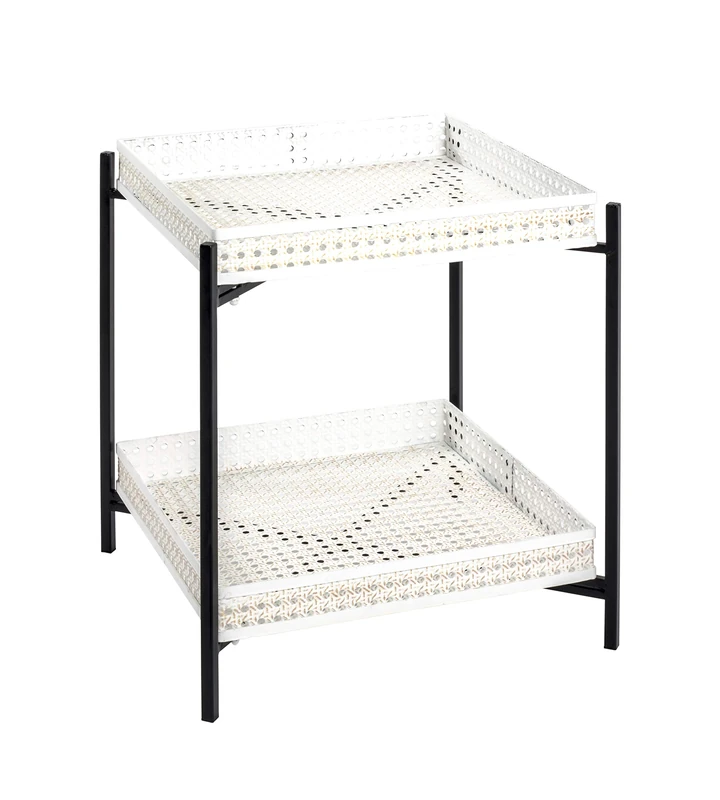 HAKU Möbel End Table Cream, Black, Metal - Size: W 42 cm X H 50 cm X D 42 cm, Style: Art Deco