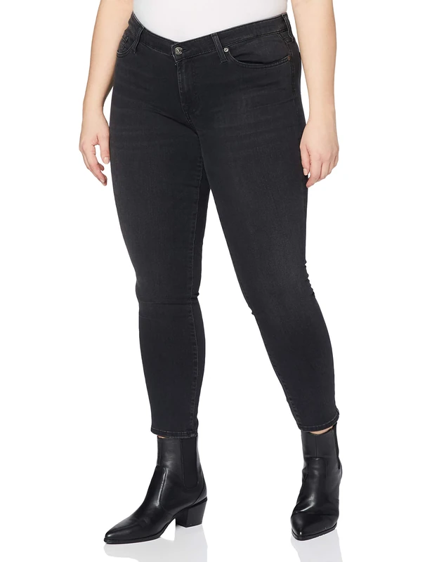 7 For All Mankind Women's Pyper Crop Jeans, Black, 6