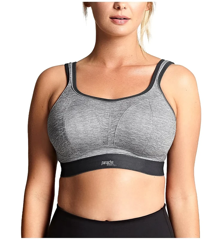 Panache Women's Non-Wired Sports Bra, Charcoal/Gray, 28DD
