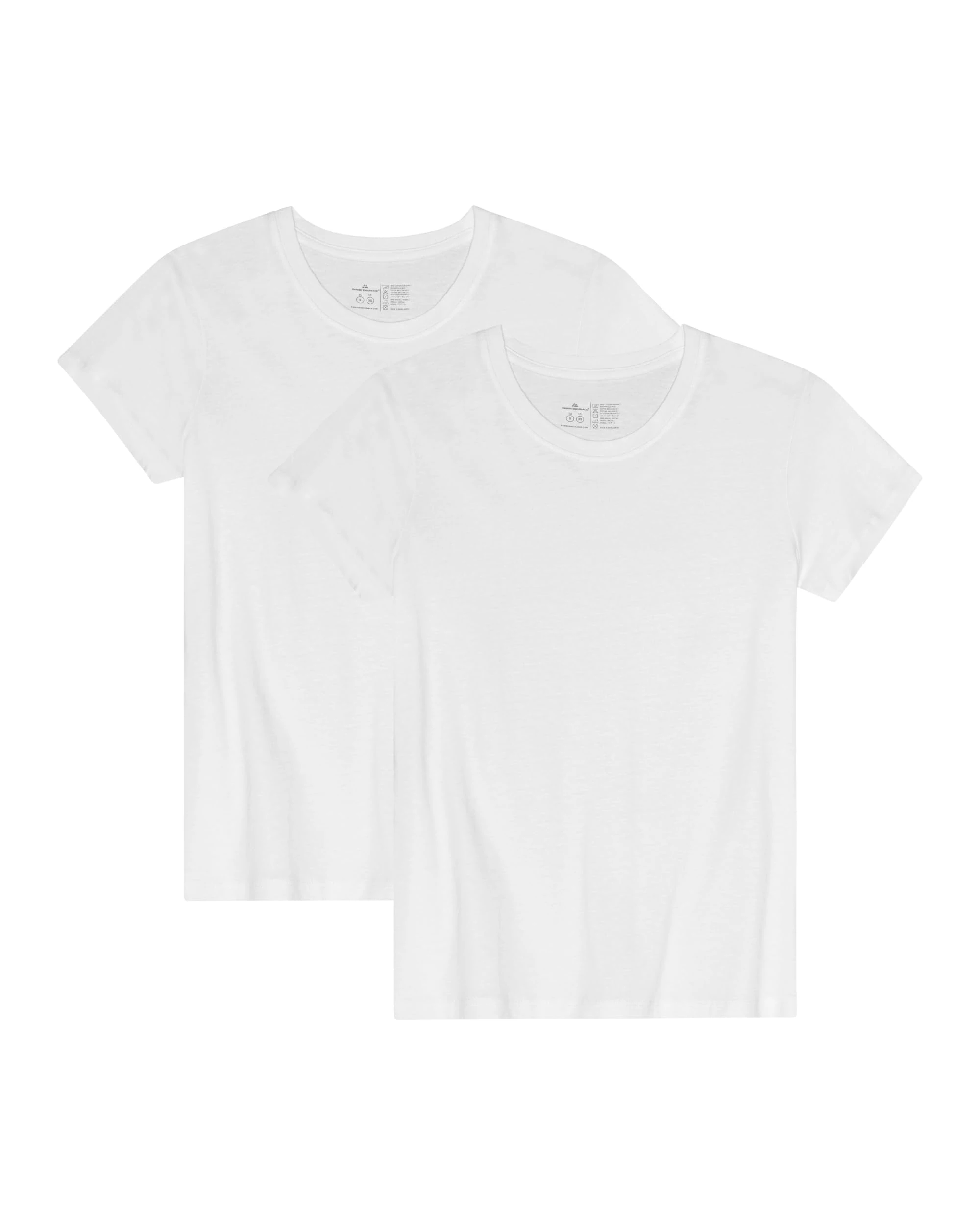 DANISH ENDURANCE Womens T Shirts, Organic Cotton Ladies Tops, Soft Crew Neck T-Shirts for Women, 1 & 2-Pack, Pure White 2 Pack, L