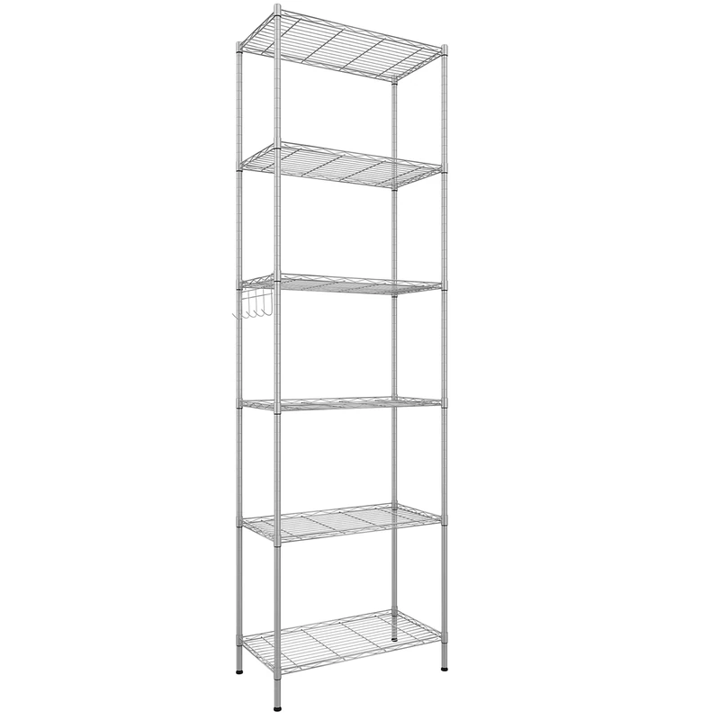 Himimi 6-Tier Wire Shelving Unit, Free Standing Shelf, Storage Shelves, Heavy Duty Metal Organizer Rack for Garage, Kitchen, Living Room, Bathroom, 21.26L x 11.42W x 62.99H, Silver