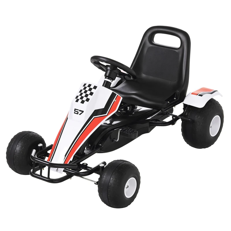 HOMCOM Pedal Go Kart Manual Ride On Car w/Brake 104 x 66 x 57 cm White