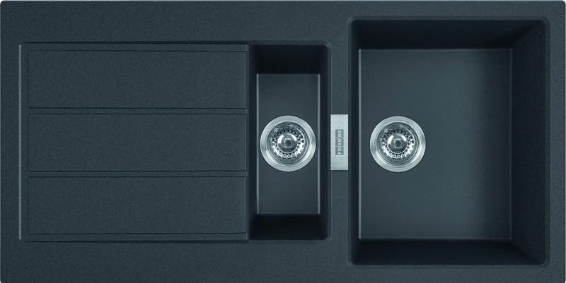 FRANKE S2D 651-100 651-100-onyx Kitchen Sink Made of Granite (Tectonite) with Single and a Half Bowl Sirius 651-100-onyx-143.0618.682, Onyx