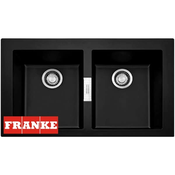 Kitchen Sink Made of Granite (Tectonite) with a Double Bowl from Franke Sirius S2D 620 - Onyx - 143.0618.688