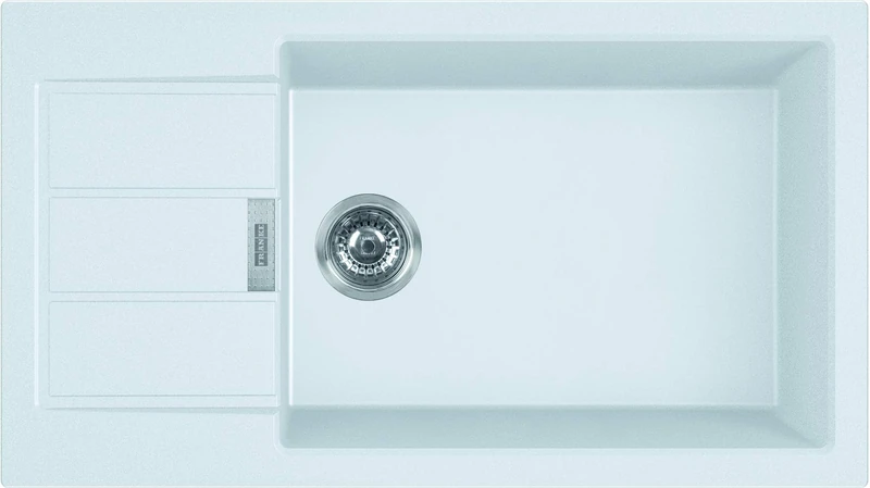 Franke XL Sirius S2D Slim 611-78 White Polar Kitchen Sink Made of Granite (Tectonite) with a Single Bowl polar-143.0618.649, Blanc Polaire