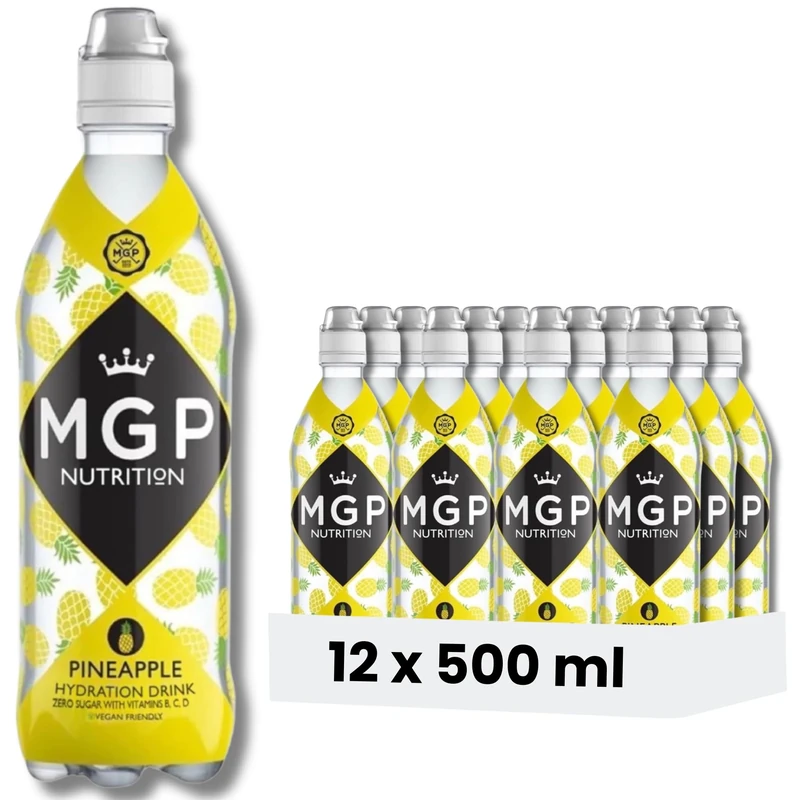 MGP Sugar Free Hydration Drink With Essential Vitamins, Pack of 12, Sports Recovery Electrolytes, Low Carbs, Fat & Gluten Free, Vegan Friendly, Vitamin C, B3, B5, B1, B6, B12 Supplement, Pineapple - Image 1