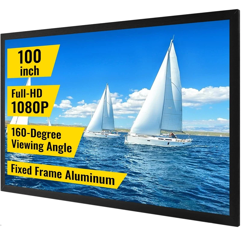 VEVOR 110: HD Projection Screen, 16:9, 96x54in, Matte, Aluminum Alloy Frame, Wall Mount, 3D Projector Screen, 4K, Home, Outdoor, Multiple Uses
