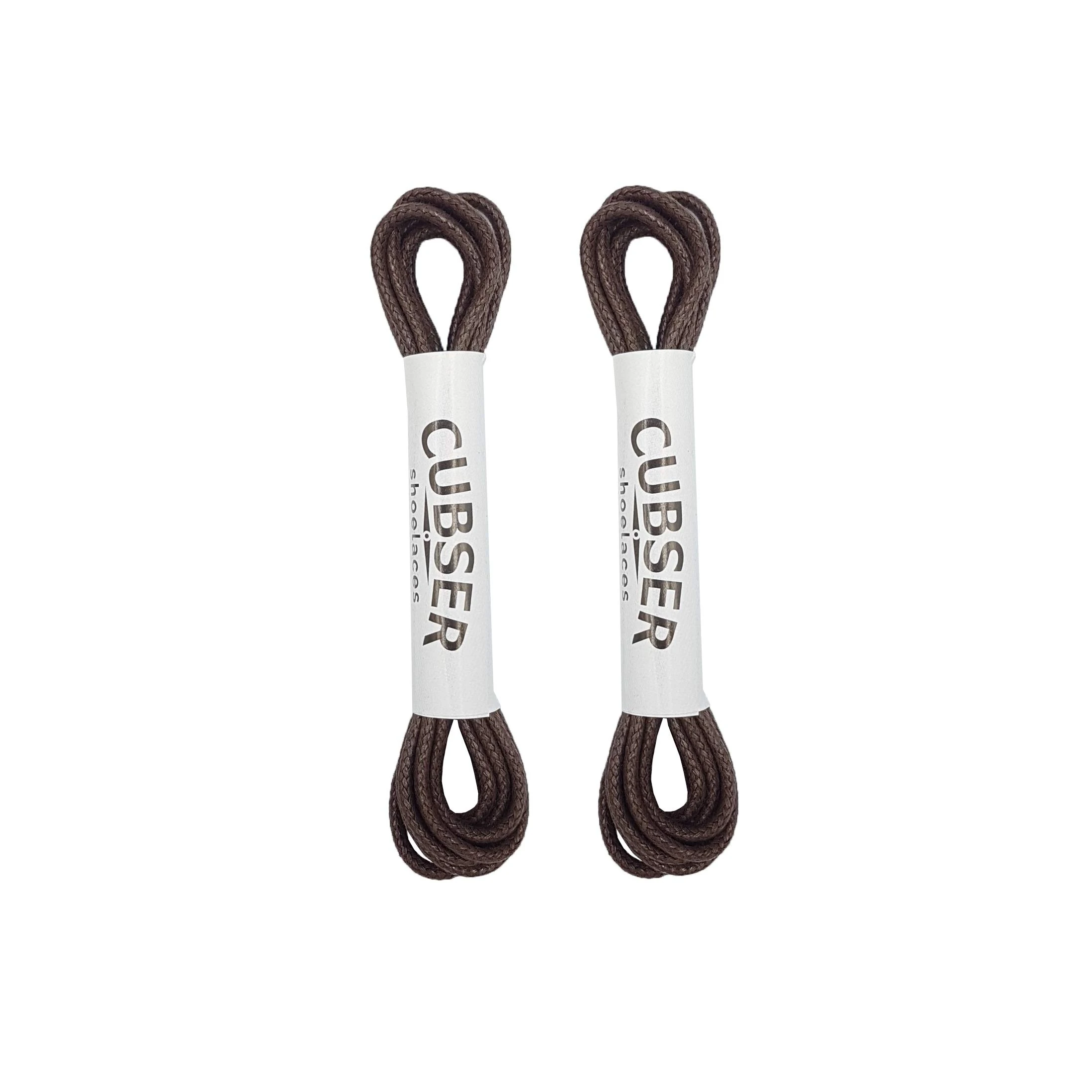 CUBSER Round Shoelaces (2 Pairs) Premium Waxed Durable Thin 3mm Laces for Dress Casual Oxford Shoes (75 CM, Brown)