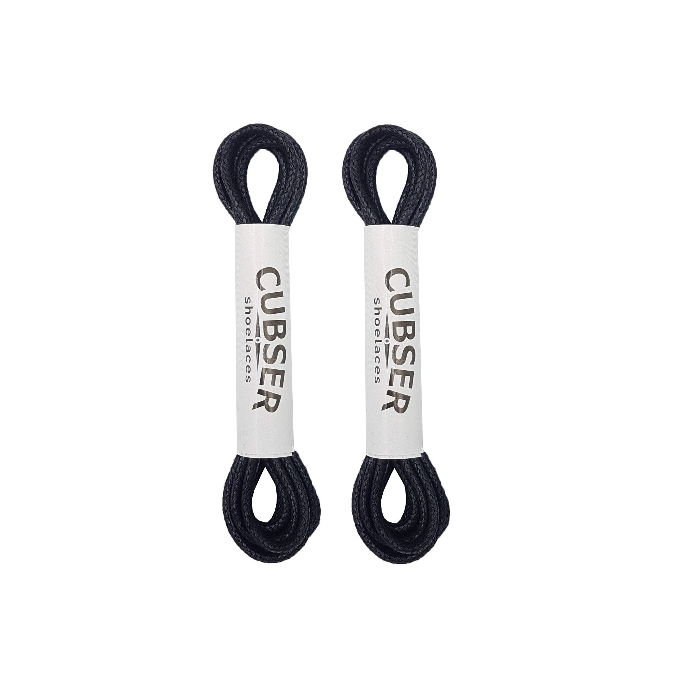 CUBSER Round Shoelaces (2 Pairs) Premium Waxed Durable Thin 3mm Laces for Dress Casual Oxford Shoes (75 CM, Black)