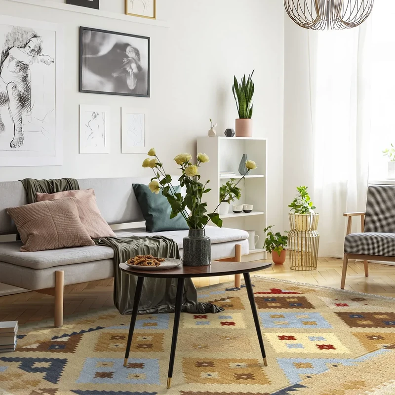 HAMID - Kilim Lori Rug with Modern Design - 100% Wool - Hand-Woven Rug - Runner for Hallway, Living Room, Bedroom, Living Room, Entrance (D.2, 230x160 cm)…