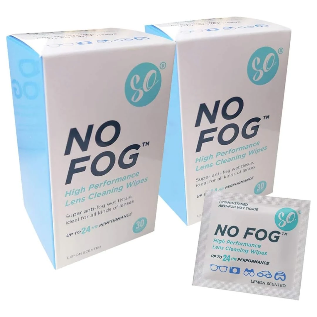 SO NO Fog Anti-Fog Wipes, Steamed Up Glasses, Glasses Cleaning, Fog Wipes, Lens Cleaning 60 Pack