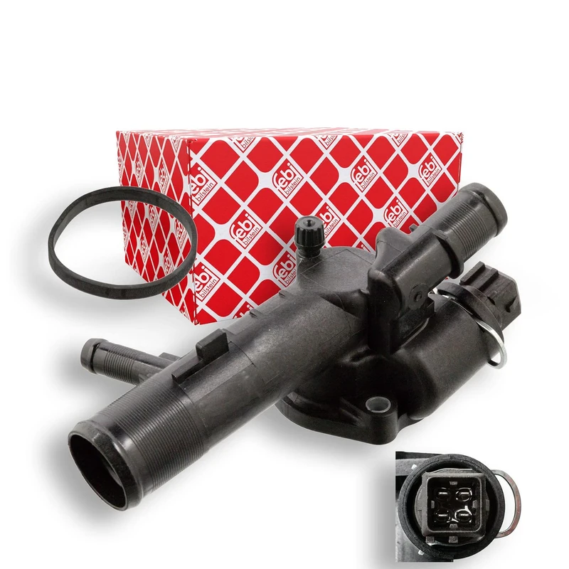 febi bilstein 104758 Thermostat with housing, seal and temperature switch , 1 piece