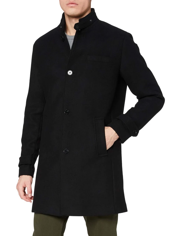 JACK & JONES Men's Jprblamelton Wool Coat Sts Coat, Black/, M