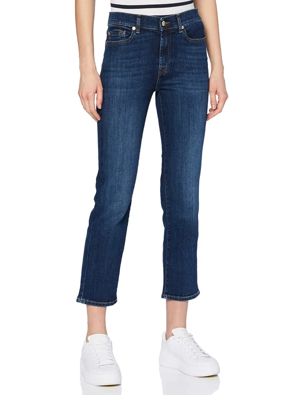 7 For All Mankind Women's The Straight Crop Jeans, Dark Blue, W25