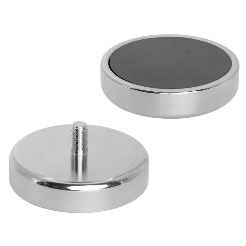 Ferrite Pot Magnet with M10 External Thread for Arts, Crafts, Model Making, DIY, Hobbies and Holding - 80mm dia x 18mm thick 57kg Pull - Pack of 4