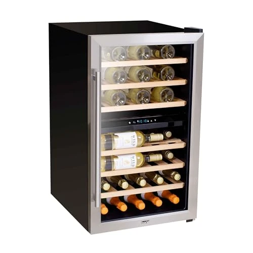 Baridi 43 Bottle Dual Zone Wine Cellar Fridge with Digital Touch Screen Controls, Stainless Steel - DH30
