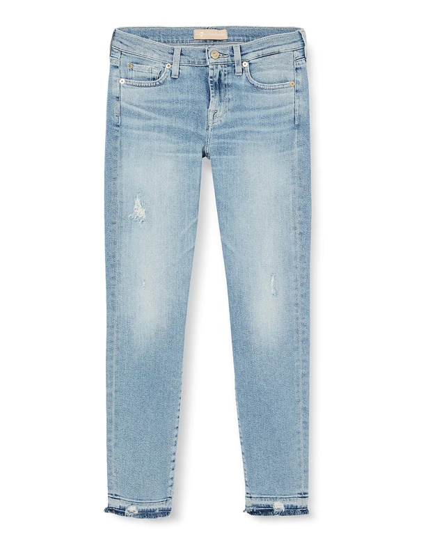 7 For All Mankind Women's The Skinny Crop Jeans, Light Blue, 4