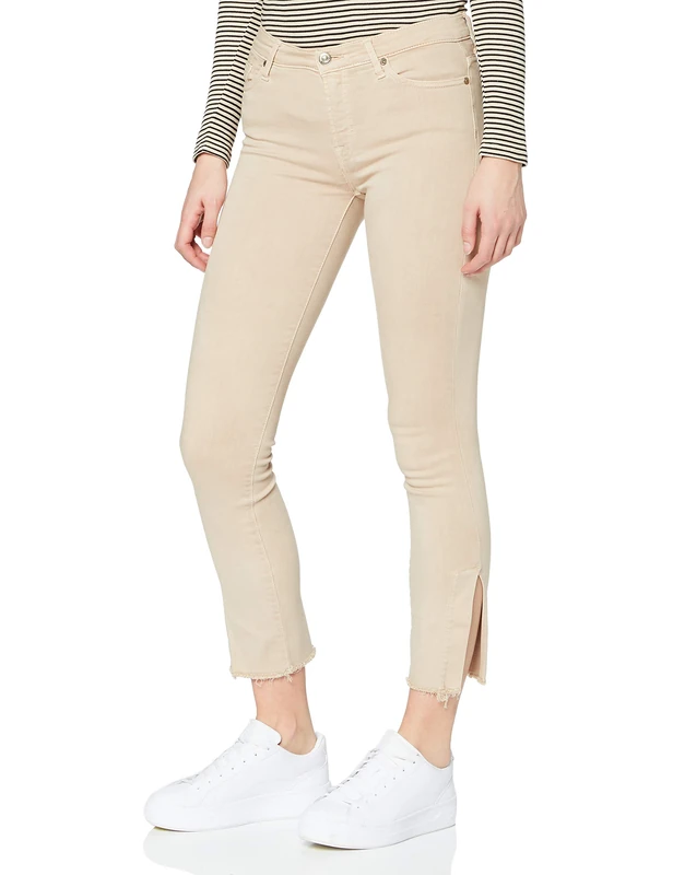 7 For All Mankind Women's HW Skinny Crop Casual Pants, Beige, 6