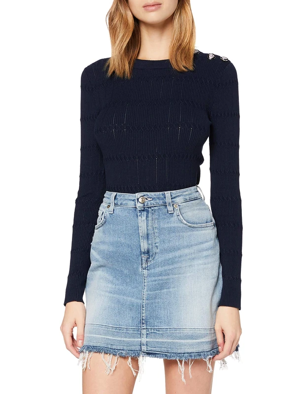 7 For All Mankind Women's A LINE Skirt Jeans, Light Blue, 2