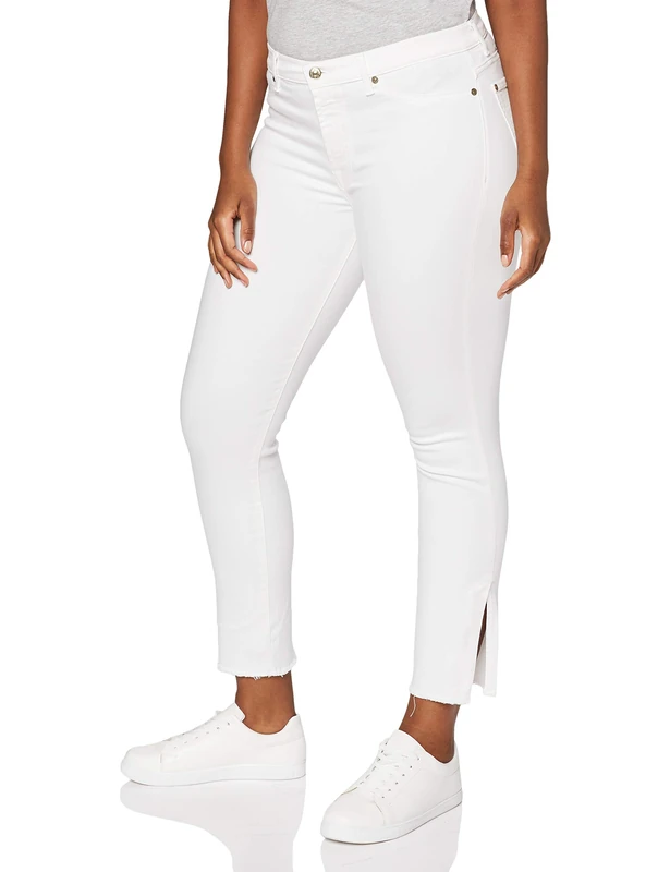 7 For All Mankind Women's HW Skinny Crop Casual Pants, Off White, 2