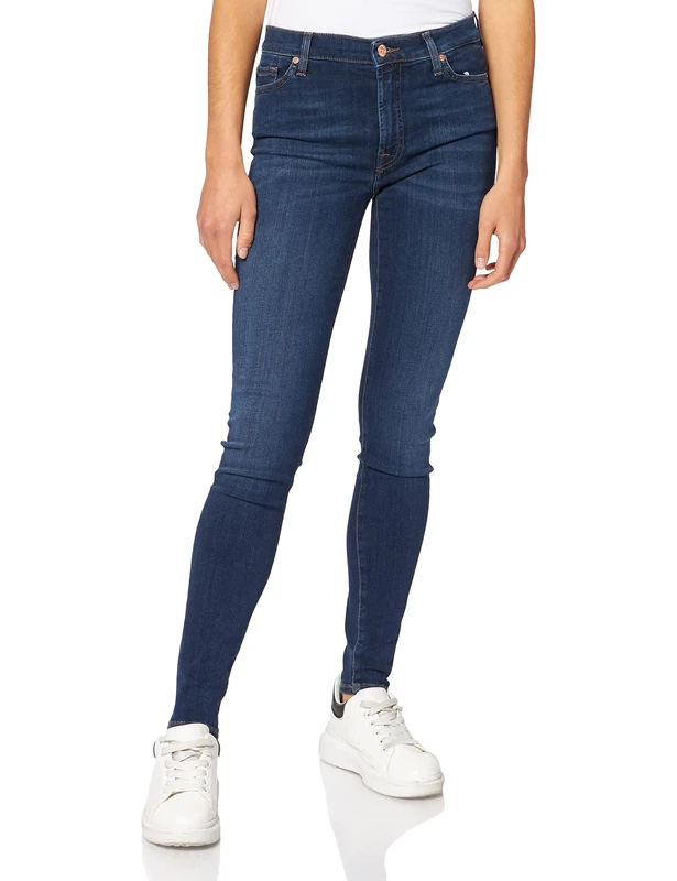 7 For All Mankind Women's HW Skinny Jeans, Blue (Dark Blue Dk), 32