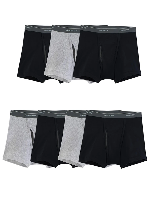 Fruit of the Loom Men's Coolzone Boxer Briefs, Moisture Wicking & Breathable, Assorted Color Multipacks, Short Leg-7 Pack-Black/Gray, L (Pack of 7)