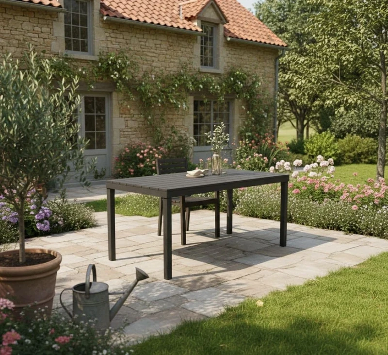 Dmora - Outdoor table Vasto, Rectangular dining shelf, Multipurpose indoor and outdoor garden table, 100% Made in Italy, 138x78h72 cm, Anthracite