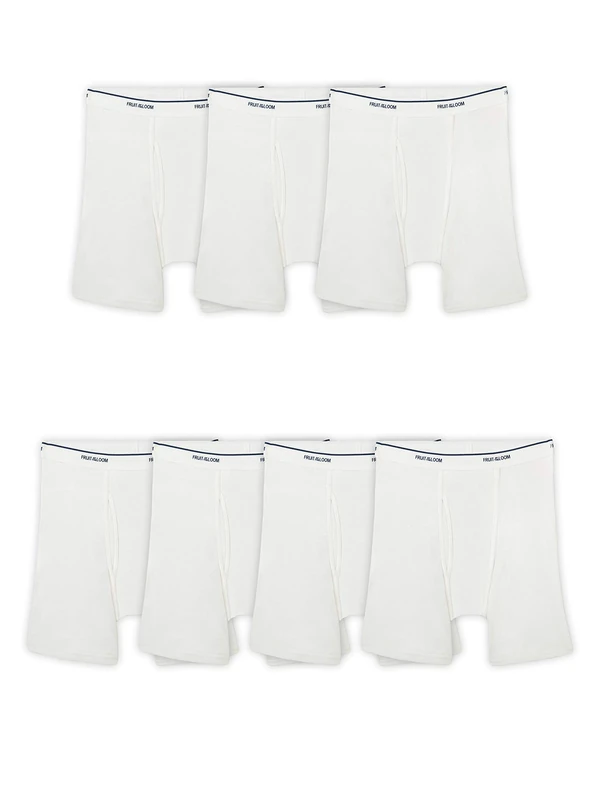 Fruit of the Loom Men's Coolzone Boxer Briefs, Moisture Wicking & Breathable, Assorted Color Multipacks, 7 Pack-White, S (Pack of 7)
