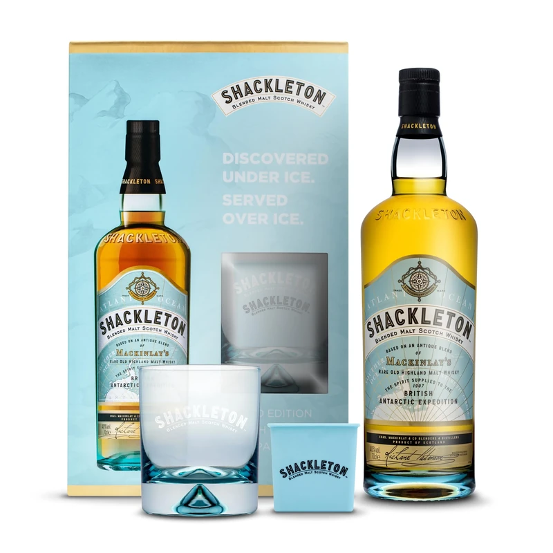 Shackleton Blended Malt Scotch Whisky 70cl Gift Pack with Glass and Ice Block | Blended Scotch Whisky | Born Adventurous | 40% vol Blended Scottish Whisky Gift Set | Amazon Exclusive