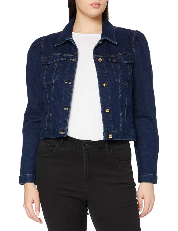 7 For All Mankind Women's Puff Jacket, Dark Indigo, S