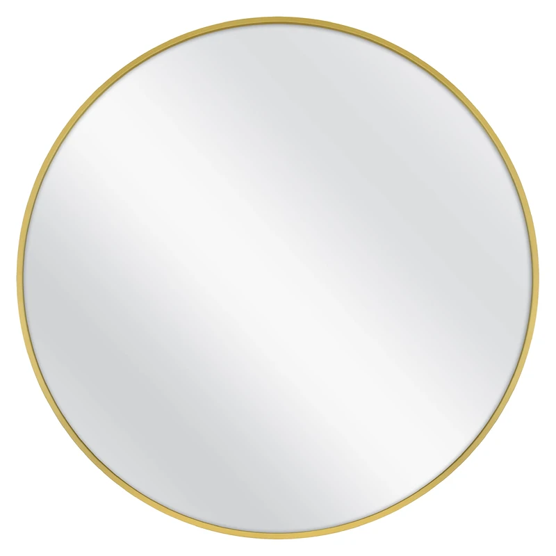 MCS Master & Co. 37.75in Round Metal Brass Mirror, Modern Wall Hanging Large Mirror for Bathroom, Bedroom & Livingroom