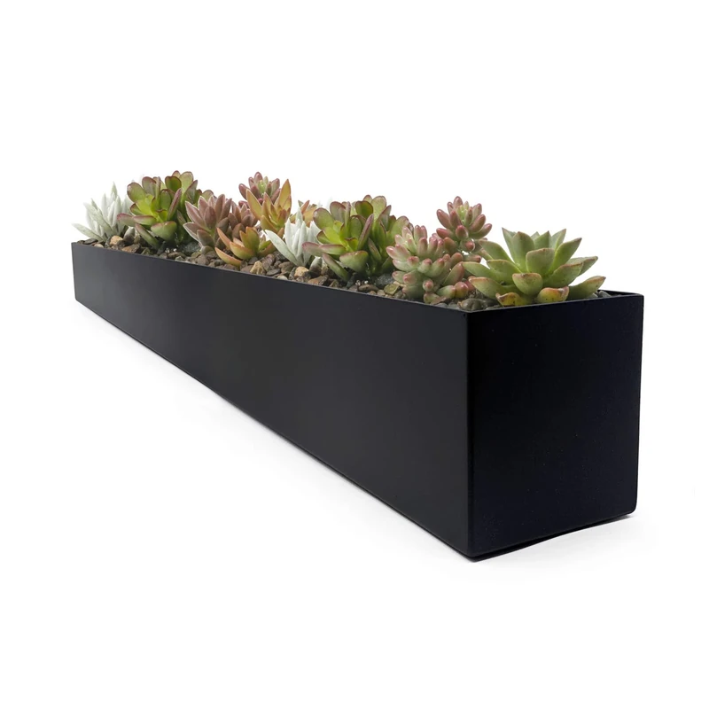 Buhbo Modern Steel Through Rectangle Planter 32 Inches Black
