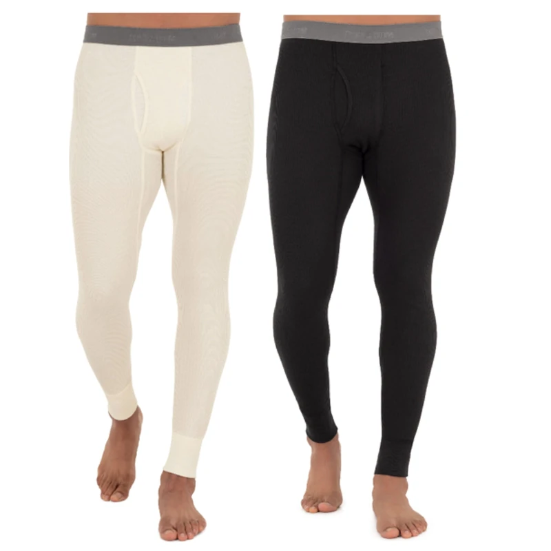 Fruit of the Loom Men's Recycled Premium Waffle Thermal Underwear (1, 2, 3, and 4 Packs) Pajama Bottom, Black/Natural, M UK