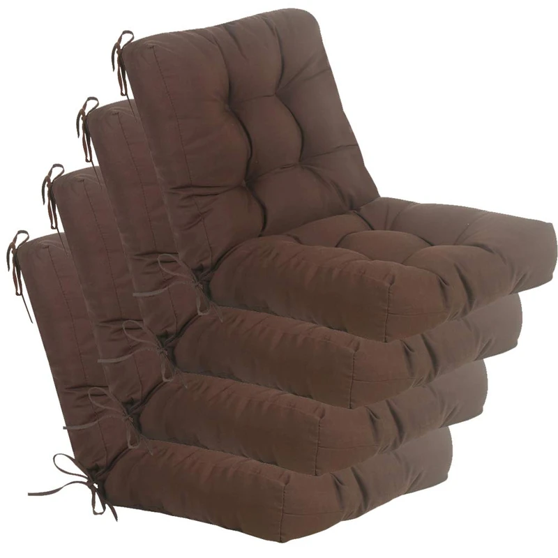 QILLOWAY Outdoor Seat/Back Chair Cushion Tufted Pillow, Spring/Summer Seasonal Replacement Cushions - Pack of 4 (Coffee)