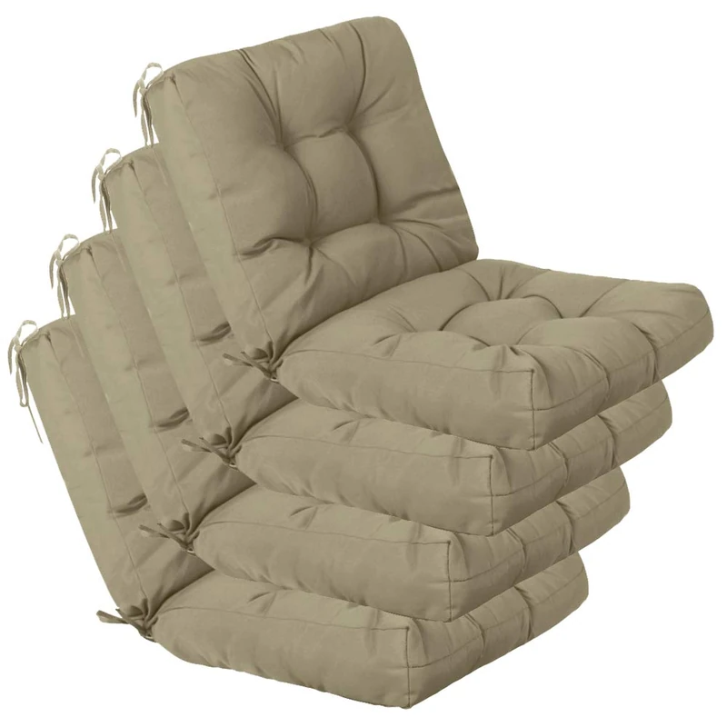 QILLOWAY Outdoor Seat/Back Chair Cushion Tufted Pillow, Spring/Summer Seasonal Replacement Cushions - Pack of 4 (Beige)