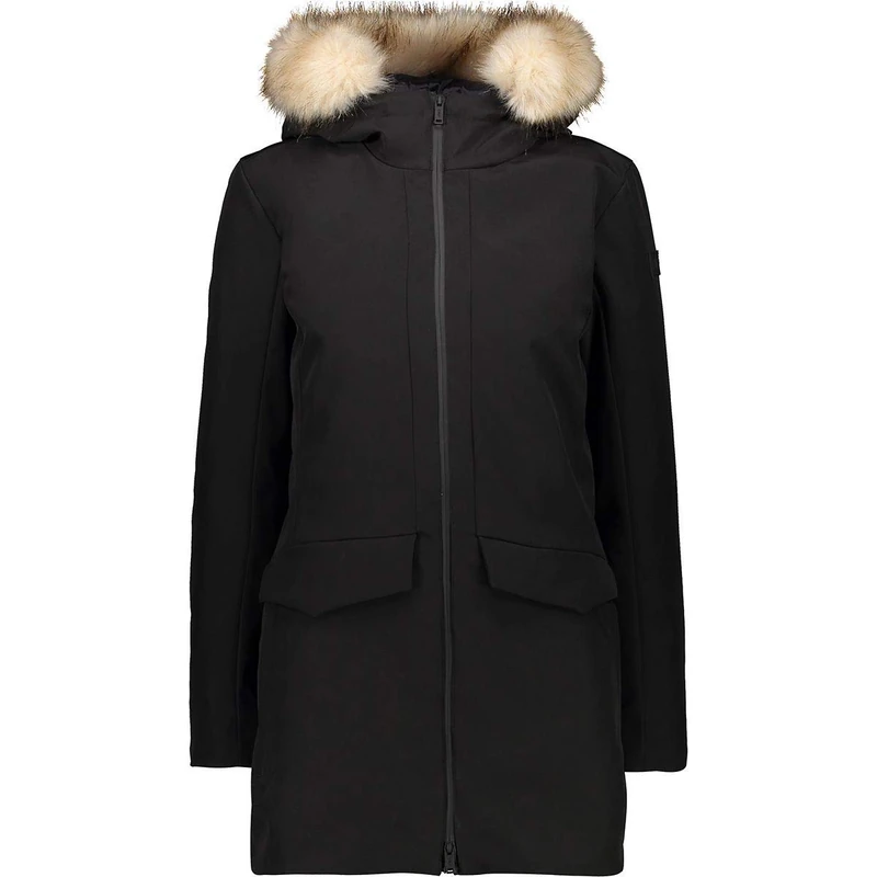 CMP Parka Softshell Hooded Eco Fur, Women's Jacket, Black, 42, Black