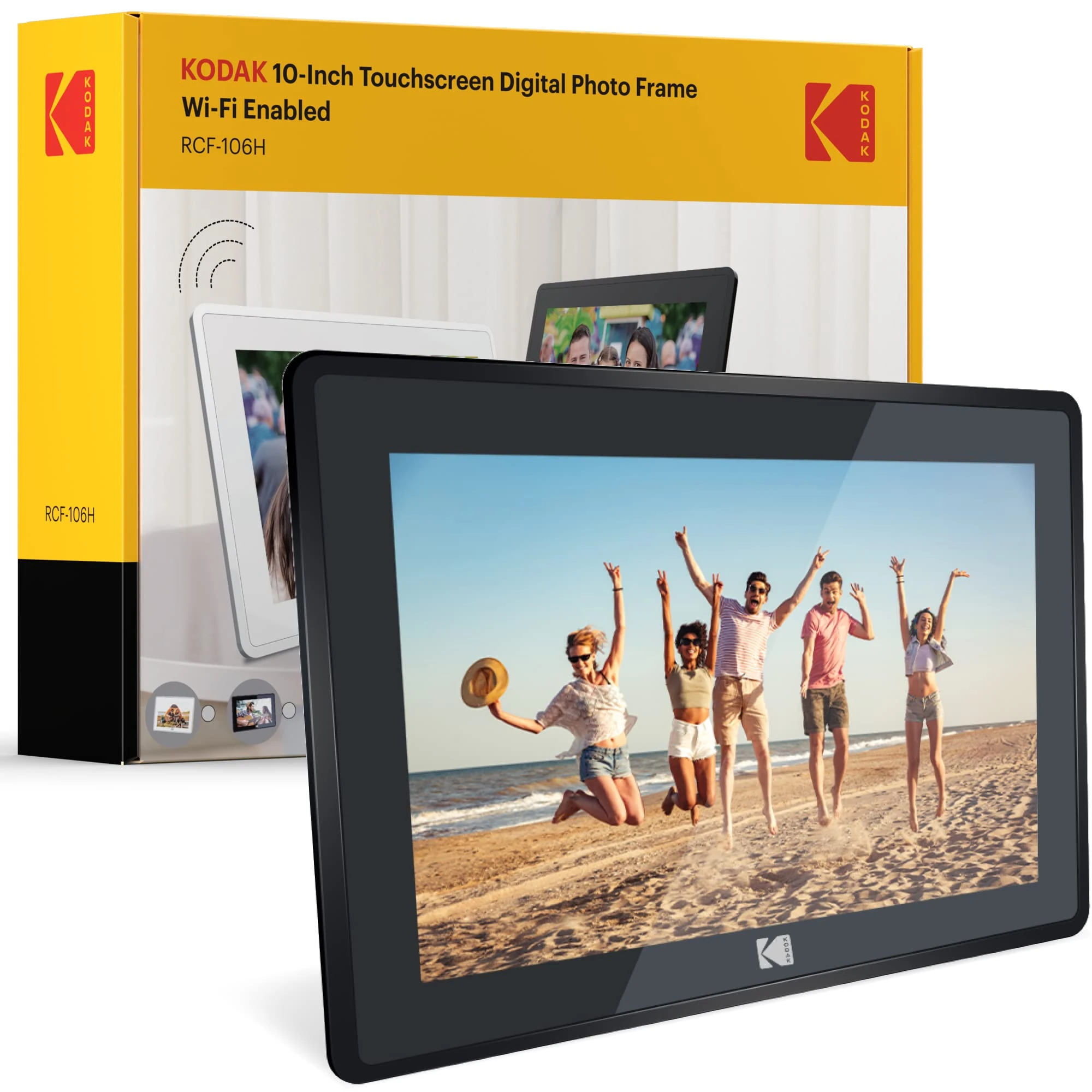 Kodak Digital Photo Frame with 10" Touchscreen, Wi-Fi Enabled with 16GB Internal Memory, HD Photo Display and Music/Video Support, More Clock Updates,